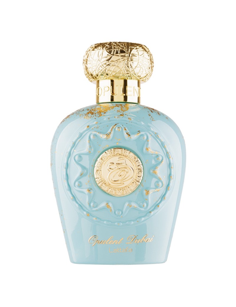 Lattafa Opulent Dubai 100 ml bottle – spicy amber fragrance with oud, vanilla, and woody musk base.