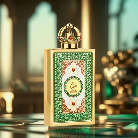 Lattafa Queen of Arabia Eau de Parfum 100 ml bottle – fruity floral fragrance with warm amber and soft musky base