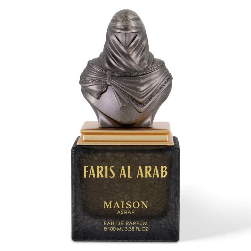 Maison Asrar Faris Al Arab Eau de Parfum 100 ml bottle – fresh spicy woody fragrance with citrus, sandalwood, amber, and musky base
