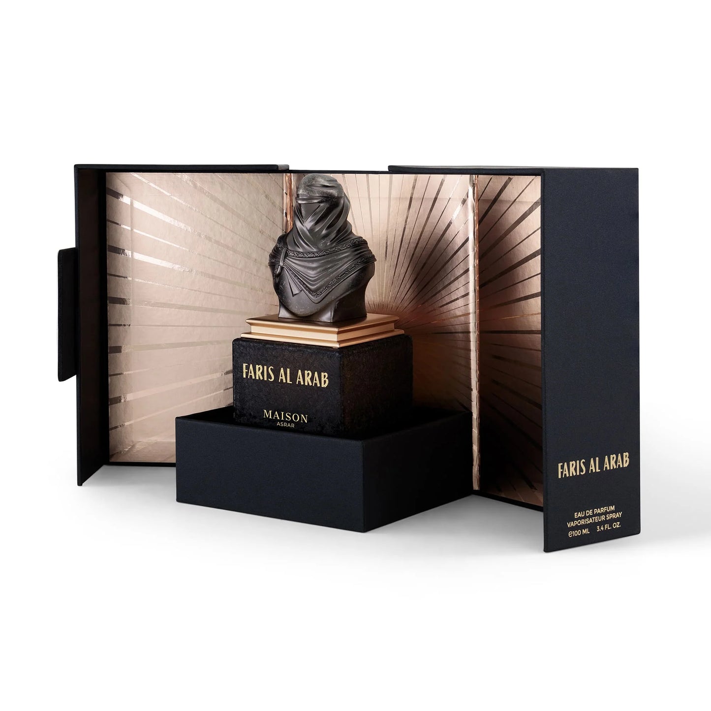 Maison Asrar Faris Al Arab Eau de Parfum 100 ml bottle – fresh spicy woody fragrance with citrus, sandalwood, amber, and musky base