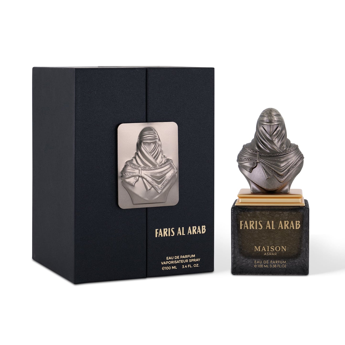 Maison Asrar Faris Al Arab Eau de Parfum 100 ml bottle – fresh spicy woody fragrance with citrus, sandalwood, amber, and musky base