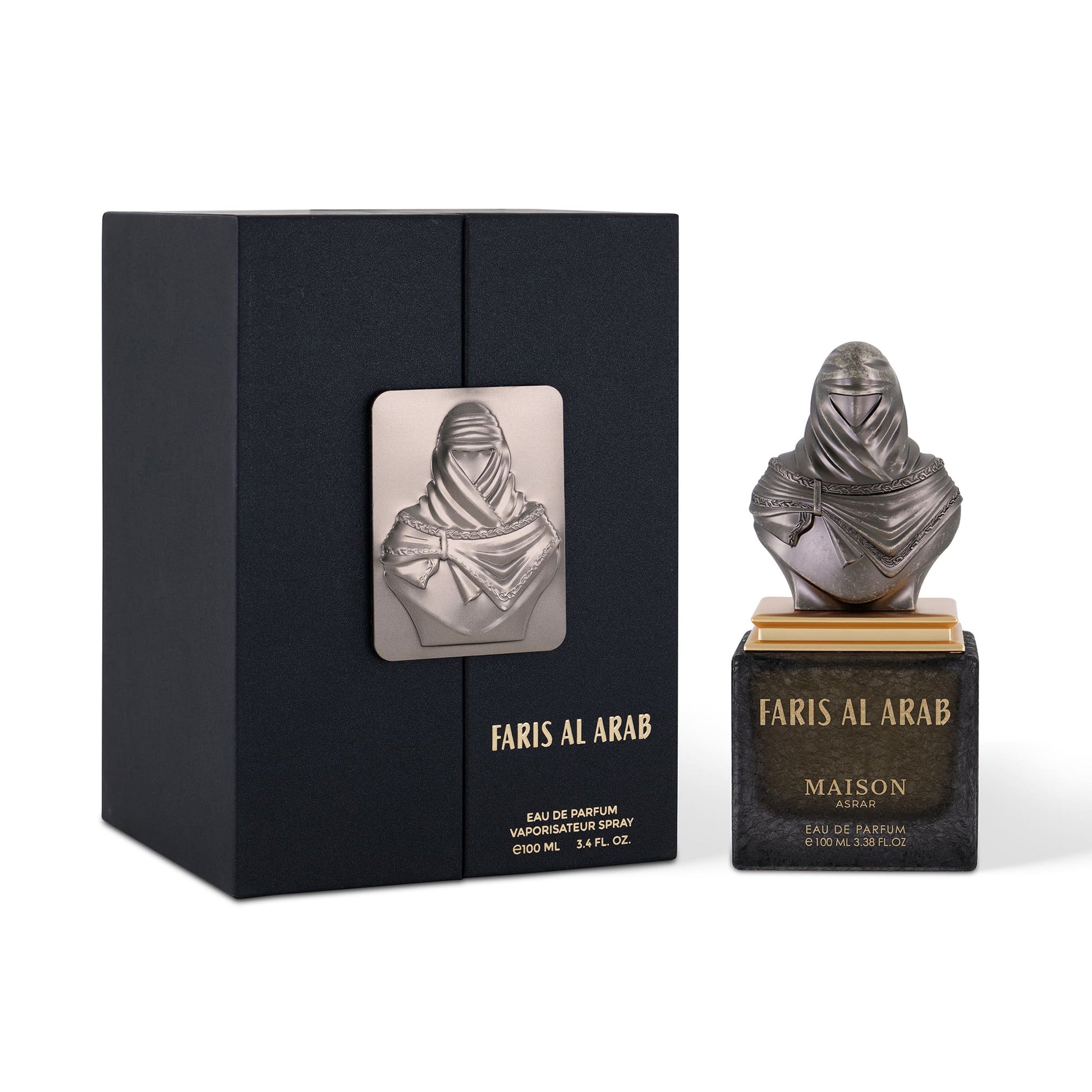 Maison Asrar Faris Al Arab Eau de Parfum 100 ml bottle – fresh spicy woody fragrance with citrus, sandalwood, amber, and musky base