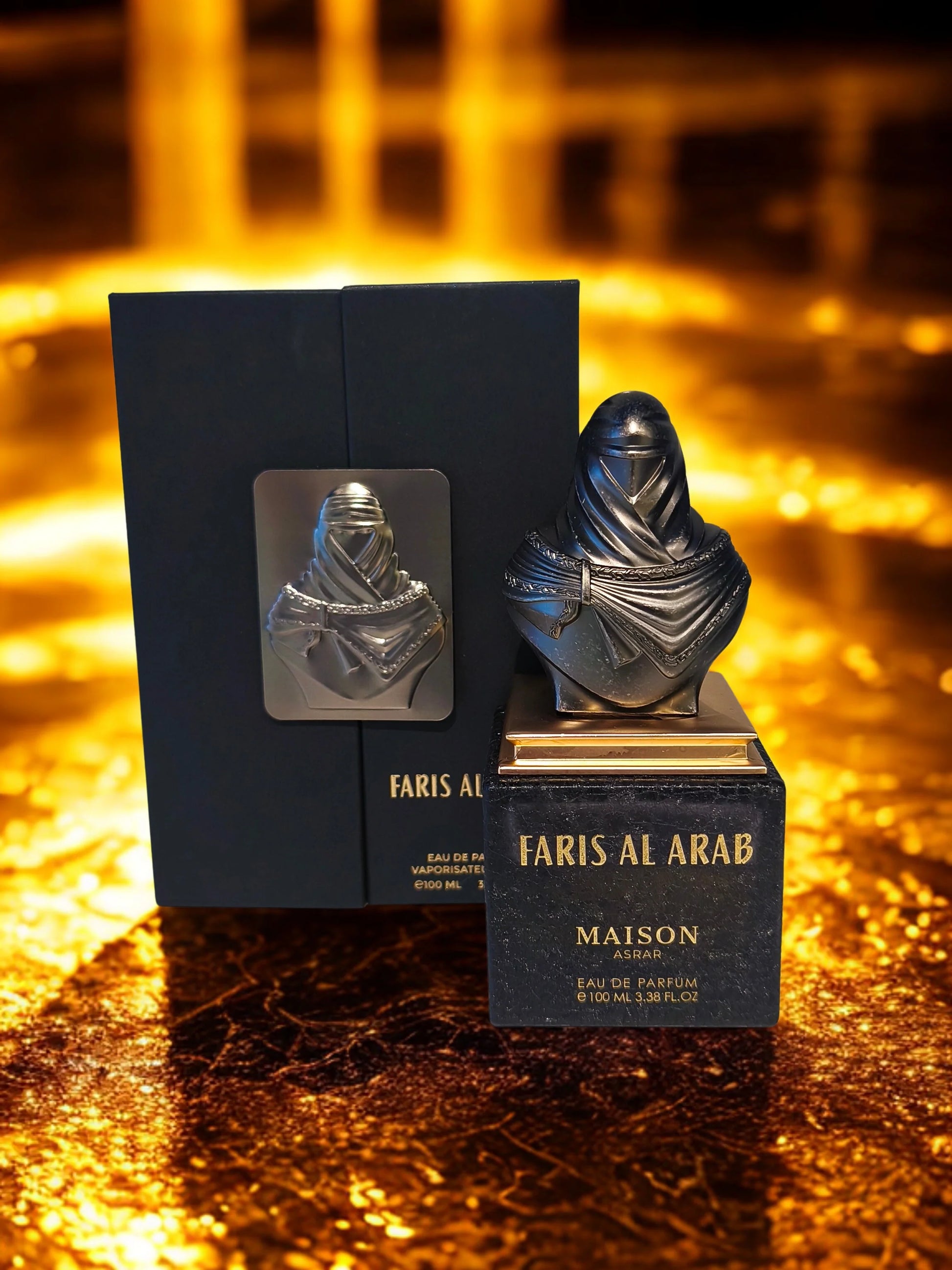 Maison Asrar Faris Al Arab Eau de Parfum 100 ml bottle – fresh spicy woody fragrance with citrus, sandalwood, amber, and musky base