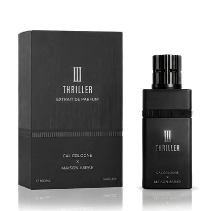 Maison Asrar III Thriller Extrait de Parfum 100 ml bottle – spicy woody fragrance with saffron, leather, incense, vanilla, and creamy amber base