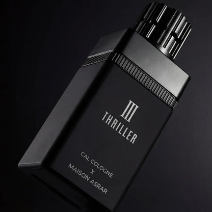 Maison Asrar III Thriller Extrait de Parfum 100 ml bottle – spicy woody fragrance with saffron, leather, incense, vanilla, and creamy amber base