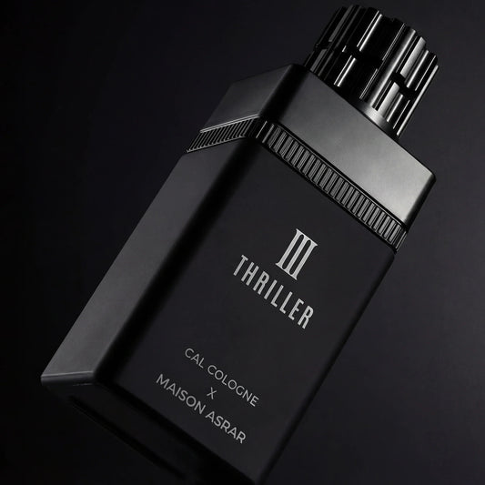Maison Asrar III Thriller Extrait de Parfum 100 ml bottle – spicy woody fragrance with saffron, leather, incense, vanilla, and creamy amber base