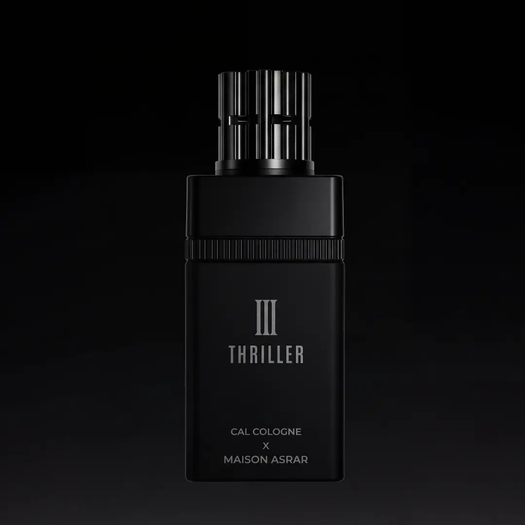 Maison Asrar III Thriller Extrait de Parfum 100 ml bottle – spicy woody fragrance with saffron, leather, incense, vanilla, and creamy amber base