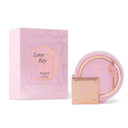 Maison Asrar Love Key Eau de Parfum 100 ml bottle – fruity floral gourmand fragrance with vanilla, amber, jasmine, and soft musky base