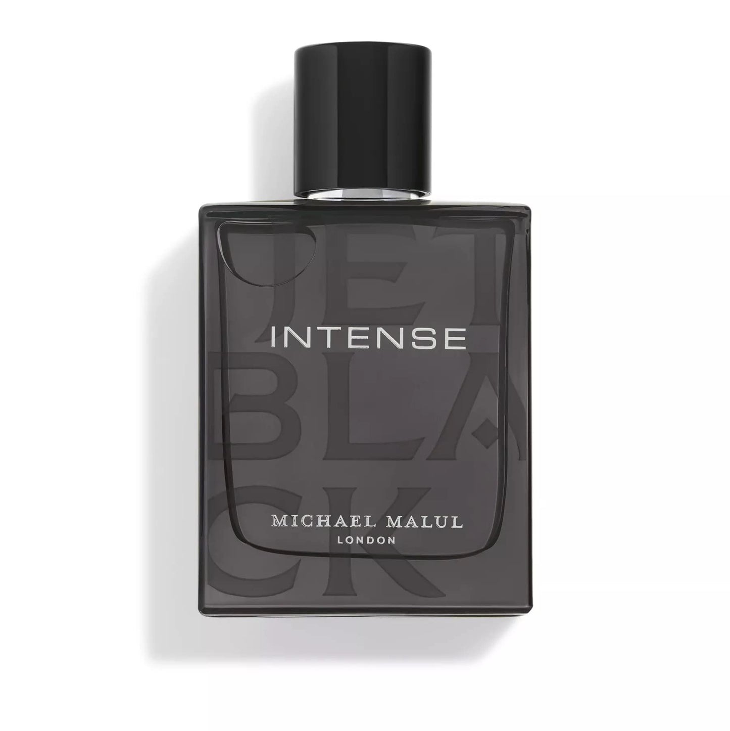 Michael Malul Jet Black Intense Eau de Parfum 100 ml bottle – spicy bergamot opening with aromatic lavender and deep amber woody base