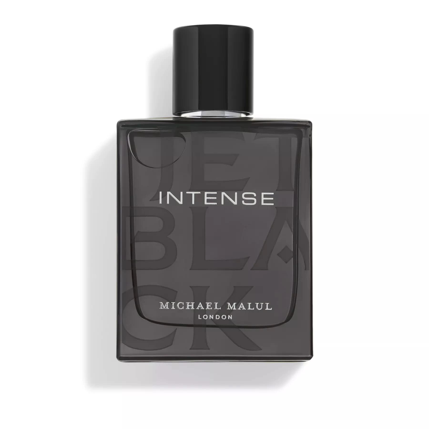Michael Malul Jet Black Intense Eau de Parfum 100 ml bottle – spicy bergamot opening with aromatic lavender and deep amber woody base