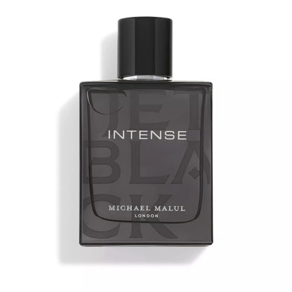 Michael Malul Jet Black Intense Eau de Parfum 100 ml bottle – spicy bergamot opening with aromatic lavender and deep amber woody base