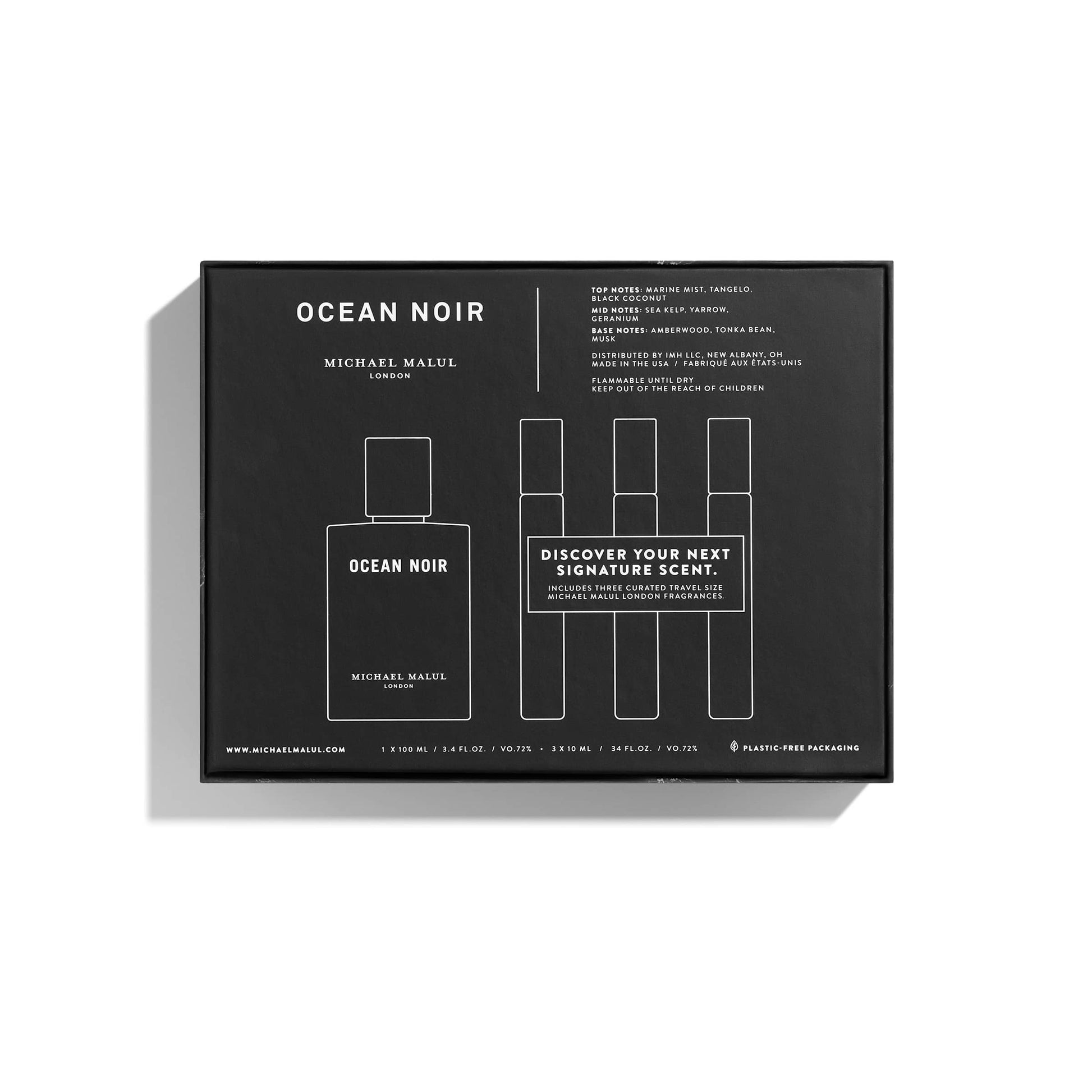 Michael Malul Ocean Noir Gift Set – men’s fresh aquatic fragrance set featuring marine citrus scent with woody amber base