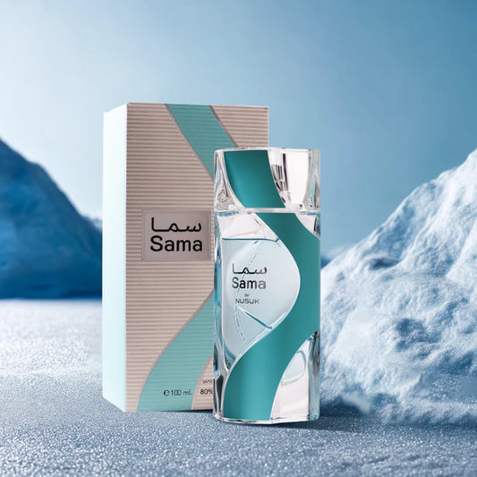 Nusuk Sama Eau de Parfum 100 ml bottle – fruity floral musk fragrance with jasmine, rose, vanilla, and creamy musky base