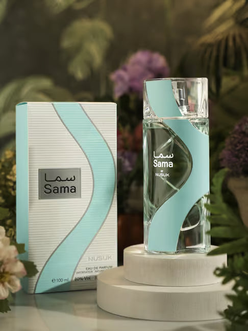 Nusuk Sama Eau de Parfum 100 ml bottle – fruity floral musk fragrance with jasmine, rose, vanilla, and creamy musky base