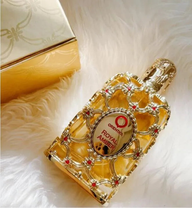 Orientica Royal Amber 80–90 ml (≈2.7–3.0 oz) bottle – warm classic amber fragrance with citrus aromatic top and musky woody amber base.