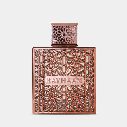 Rayhaan Divine Eau de Parfum 100 ml (3.4 oz) bottle – warm amber vanilla scent with smooth musky woody base.