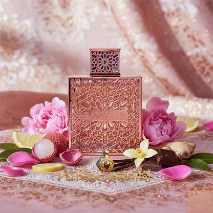 Rayhaan Divine Eau de Parfum 100 ml (3.4 oz) bottle – warm amber vanilla scent with smooth musky woody base.