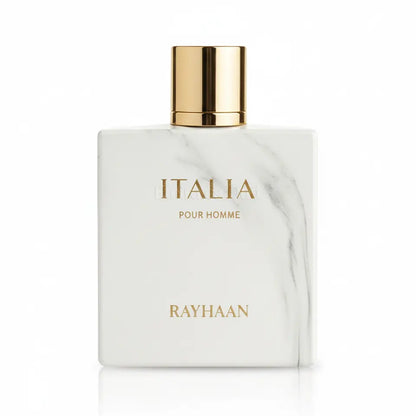Rayhaan Italia 100 ml bottle – citrus aromatic fragrance with clean woody musk base.