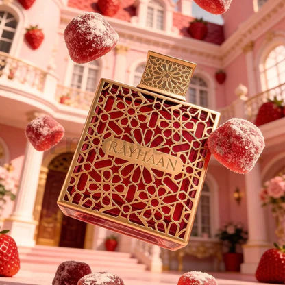Rayhaan Kiss Eau de Parfum 100 ml bottle – sweet fruity floral fragrance with vanilla musk base.