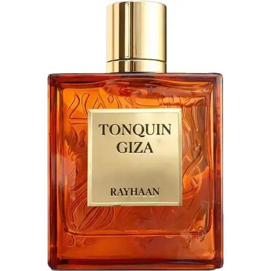 Rayhaan Tonquin Giza Eau de Parfum 100 ml bottle – rich amber fragrance with animalic musk and deep woody base