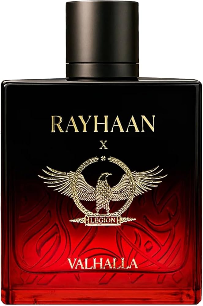 Rayhaan Valhalla Eau de Parfum 100 ml bottle – fresh citrus opening with woody aromatic heart and amber musk base.