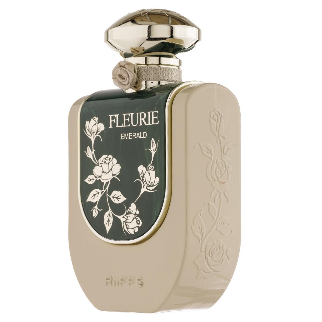 Riiffs Fluerie Emerald Green Extrait de Parfum 100 ml bottle – fresh green floral fragrance with soft musk and woody base