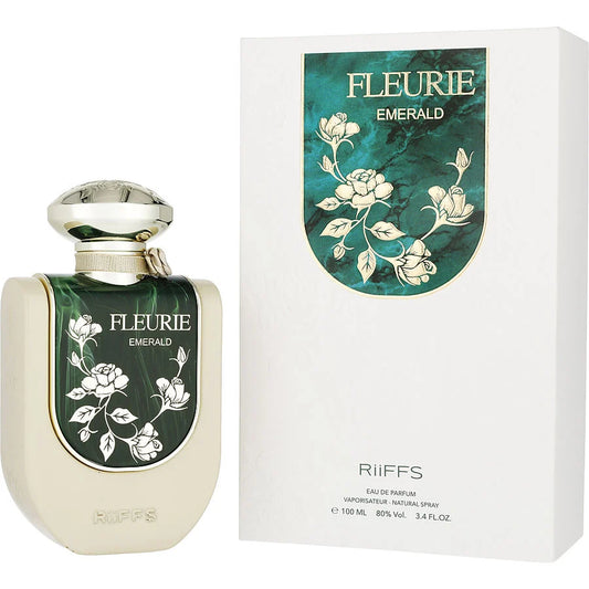 Riiffs Fluerie Emerald Green Extrait de Parfum 100 ml bottle – fresh green floral fragrance with soft musk and woody base