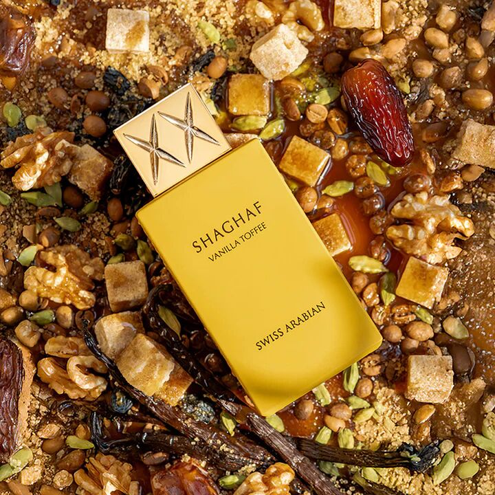 Swiss Arabian bundle with Shaghaf Vanilla Toffee and Rose 01 fragrances – gourmand and floral perfume duo