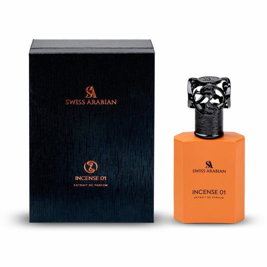 Swiss Arabian Incense 01 Eau de Parfum 50 ml bottle – smoky incense fragrance with resinous woods and warm amber musk base