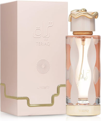 Lattafa Teriaq Eau de Parfum 100 ml bottle – honey tobacco fragrance with sweet amber and warm woody base