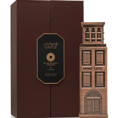 Lattafa Niche Emarati Vintage Castle Eau de Parfum 100 ml bottle – aromatic woody fragrance with smooth amber musky base