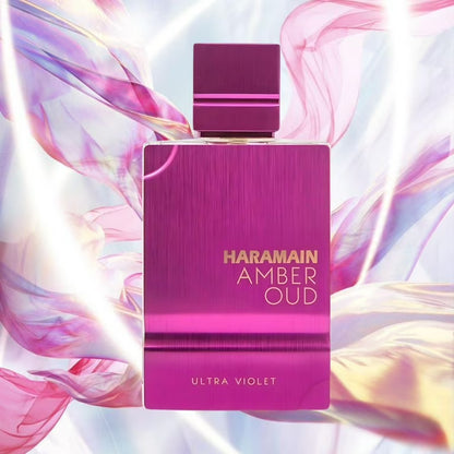 Al Haramain Amber Oud Ultra Violet Eau de Parfum 100 ml bottle – floral fragrance with rose, tuberose, jasmine, and musky woody base