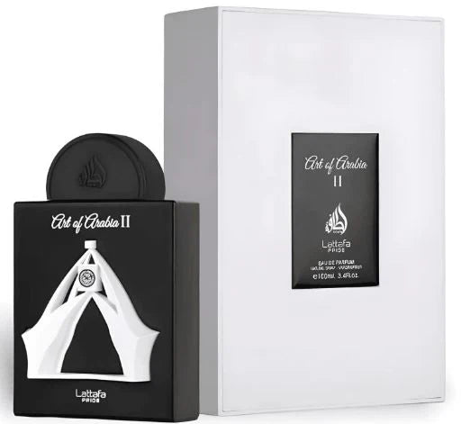 Lattafa Art of Arabia II Eau de Parfum 100 ml bottle – sweet spicy amber fragrance with warm woody musky base