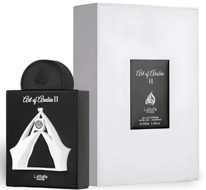 Lattafa Art of Arabia II Eau de Parfum 100 ml bottle – sweet spicy amber fragrance with warm woody musky base