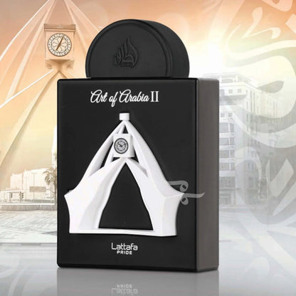 Lattafa Art of Arabia II Eau de Parfum 100 ml bottle – sweet spicy amber fragrance with warm woody musky base