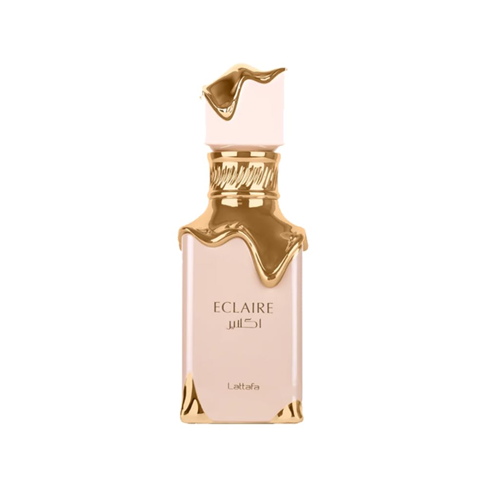 Lattafa Eclaire Eau de Parfum 100 ml bottle – creamy caramel gourmand fragrance with milk, honey, vanilla, and praline musky base