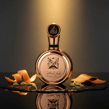 Lattafa Fakhar Gold Extrait Eau de Parfum 100 ml bottle – floral vanilla fragrance with tuberose, amber, cashmeran, leather, and creamy musky base