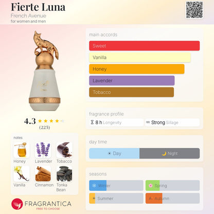 French Avenue Fierte Luna Eau de Parfum 100 ml bottle – creamy sweet floral fragrance with vanilla and warm amber base
