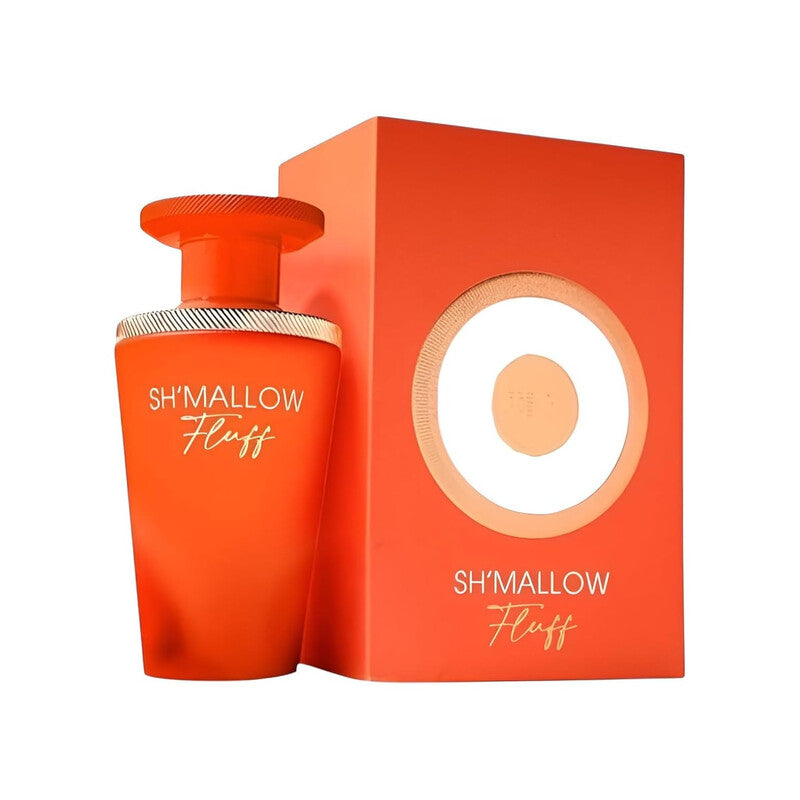 Sh'mallow Fluff perfume bottle and packaging on a white background