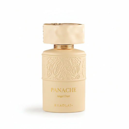 Khadlaj Angel Dust Panache Eau de Parfum 100 ml bottle – powdery sweet fragrance with soft florals and creamy vanilla musky base