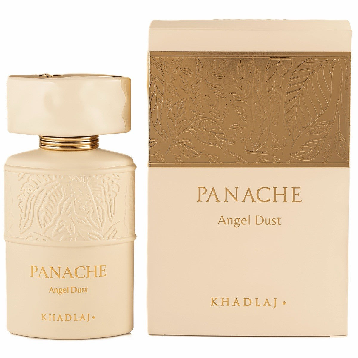 Khadlaj Angel Dust Panache Eau de Parfum 100 ml bottle – powdery sweet fragrance with soft florals and creamy vanilla musky base