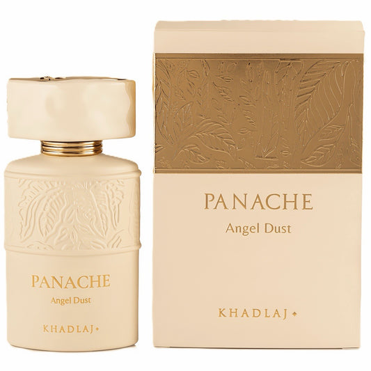 Khadlaj Angel Dust Panache Eau de Parfum 100 ml bottle – powdery sweet fragrance with soft florals and creamy vanilla musky base