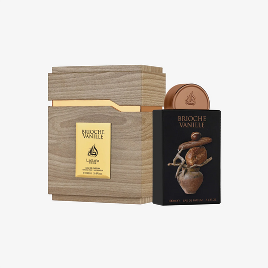 Lattafa Brioche Vanille Eau de Parfum 100 ml bottle – buttery pastry gourmand fragrance with creamy vanilla and caramel amber base