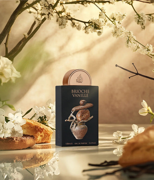 Lattafa Brioche Vanille Eau de Parfum 100 ml bottle – buttery pastry gourmand fragrance with creamy vanilla and caramel amber base