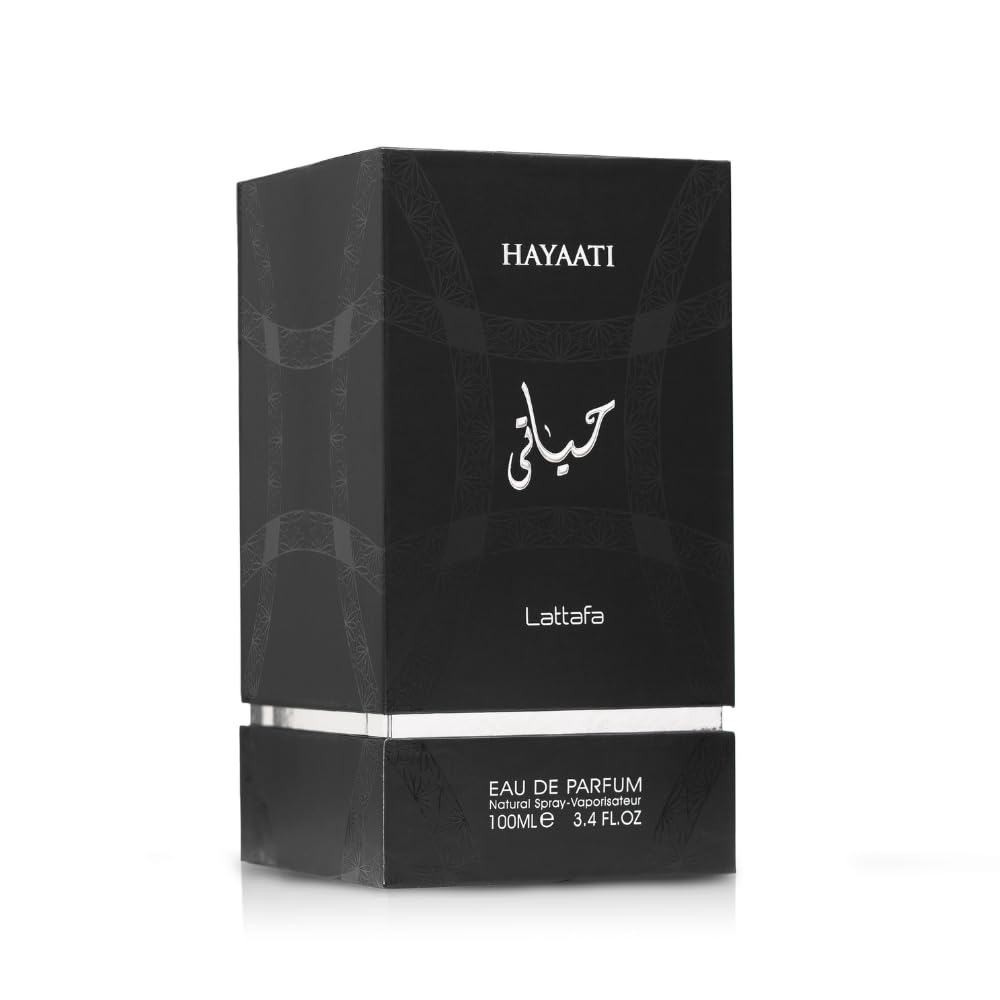 Lattafa Hayaati Eau de Parfum 100 ml bottle – fresh spicy woody fragrance with apple, cinnamon, vanilla, and musky amber base