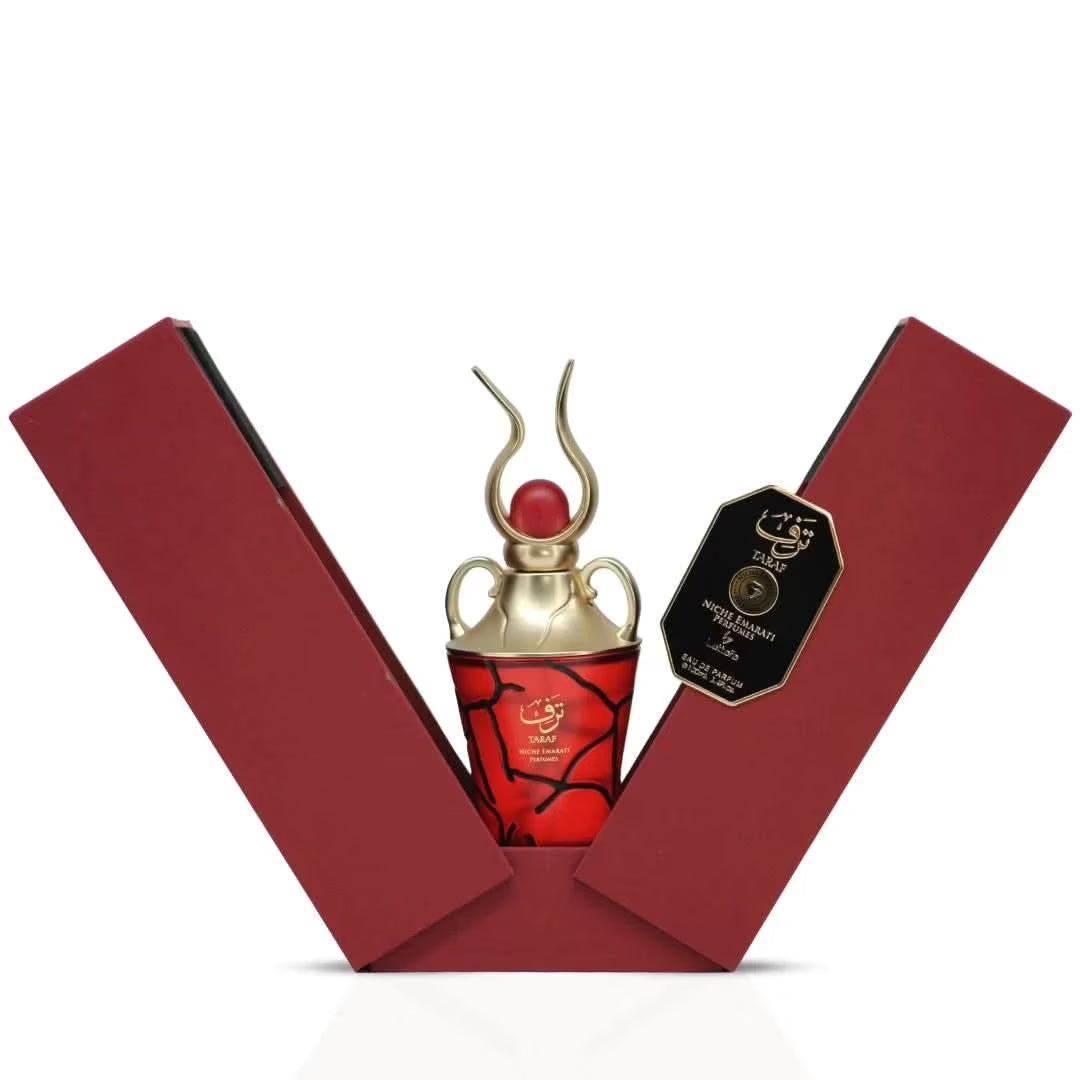 Lattafa Taraf Eau de Parfum 100 ml bottle – fruity floral gourmand fragrance with pear, praline, vanilla, and musky base