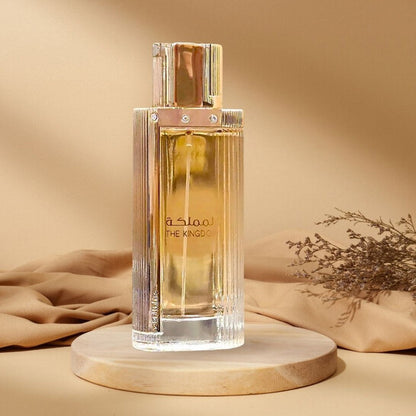 Lattafa The Kingdom for Women Eau de Parfum 100 ml bottle – fruity floral fragrance with creamy vanilla and clean musky base