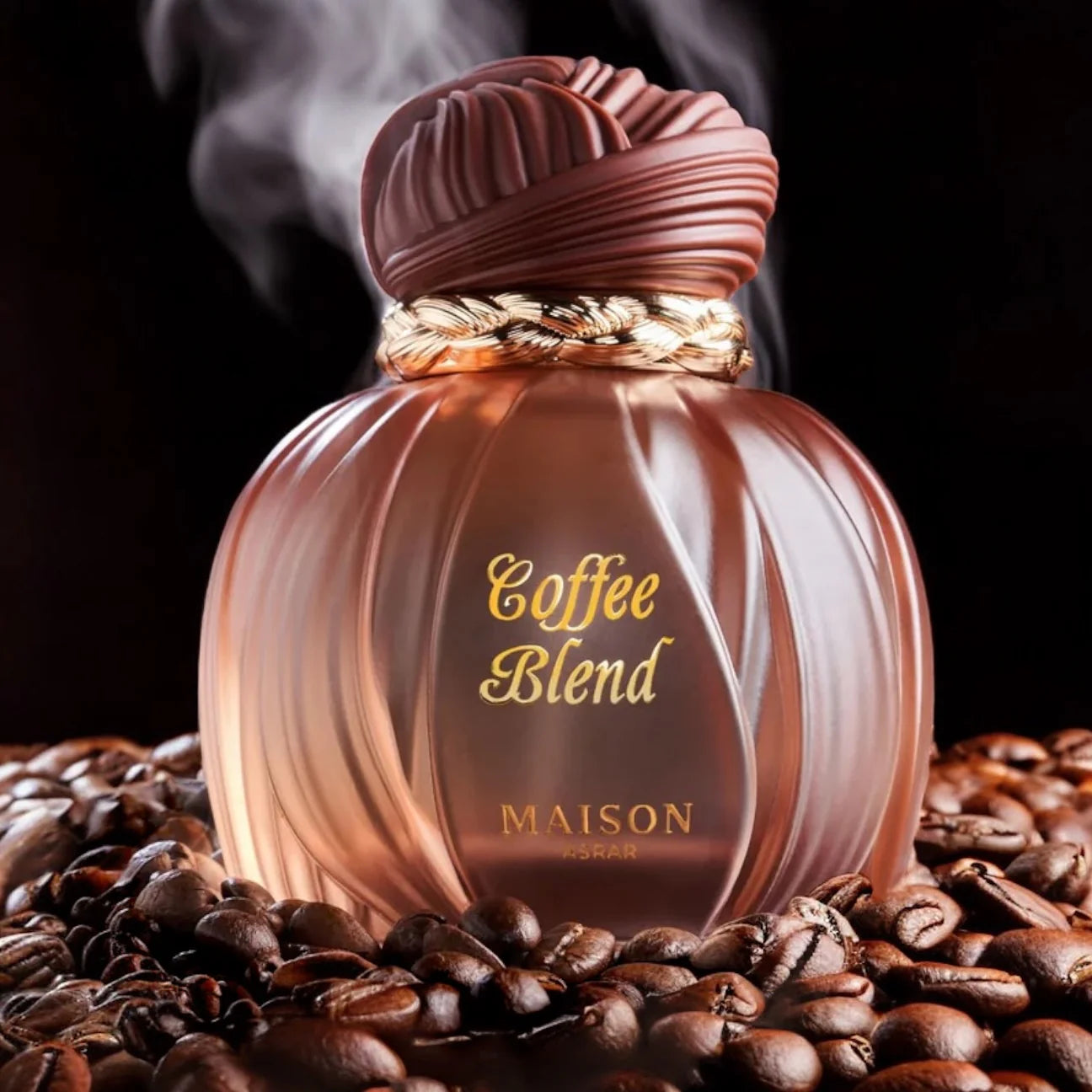 Maison Asrar Coffee Blend Eau de Parfum 100 ml bottle – coffee gourmand fragrance with vanilla, amber, woods, and creamy musky base