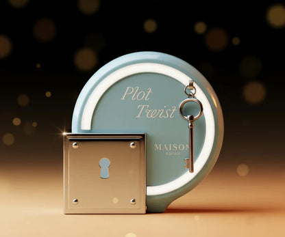 Maison Asrar Plot Twist Eau de Parfum 100 ml bottle – fruity woody gourmand fragrance with vanilla, amber, creamy sweetness, and musky woody base