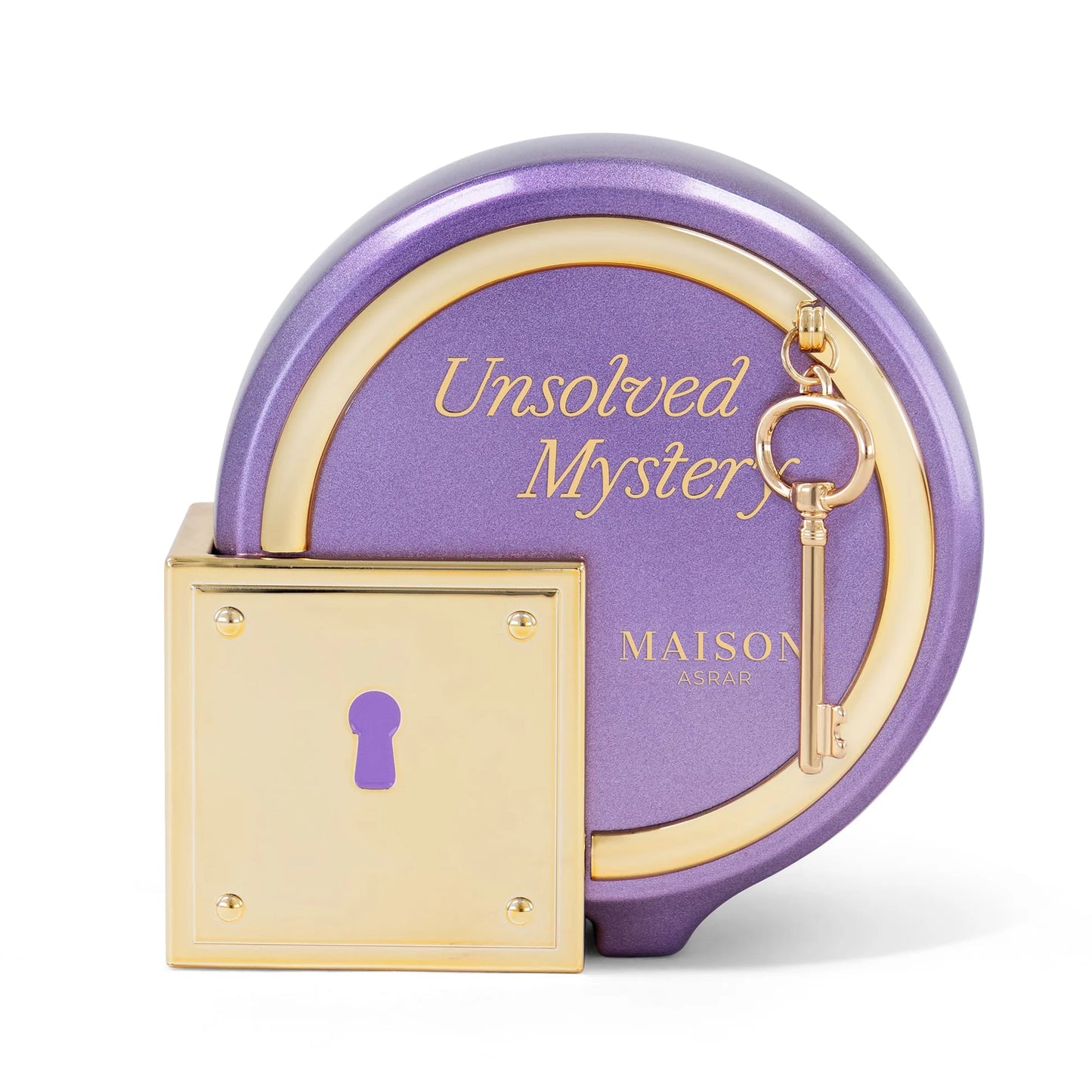 Maison Asrar Unsolved Mystery Eau de Parfum 100 ml bottle – fruity floral gourmand fragrance with vanilla, amber, jasmine, and creamy musky base